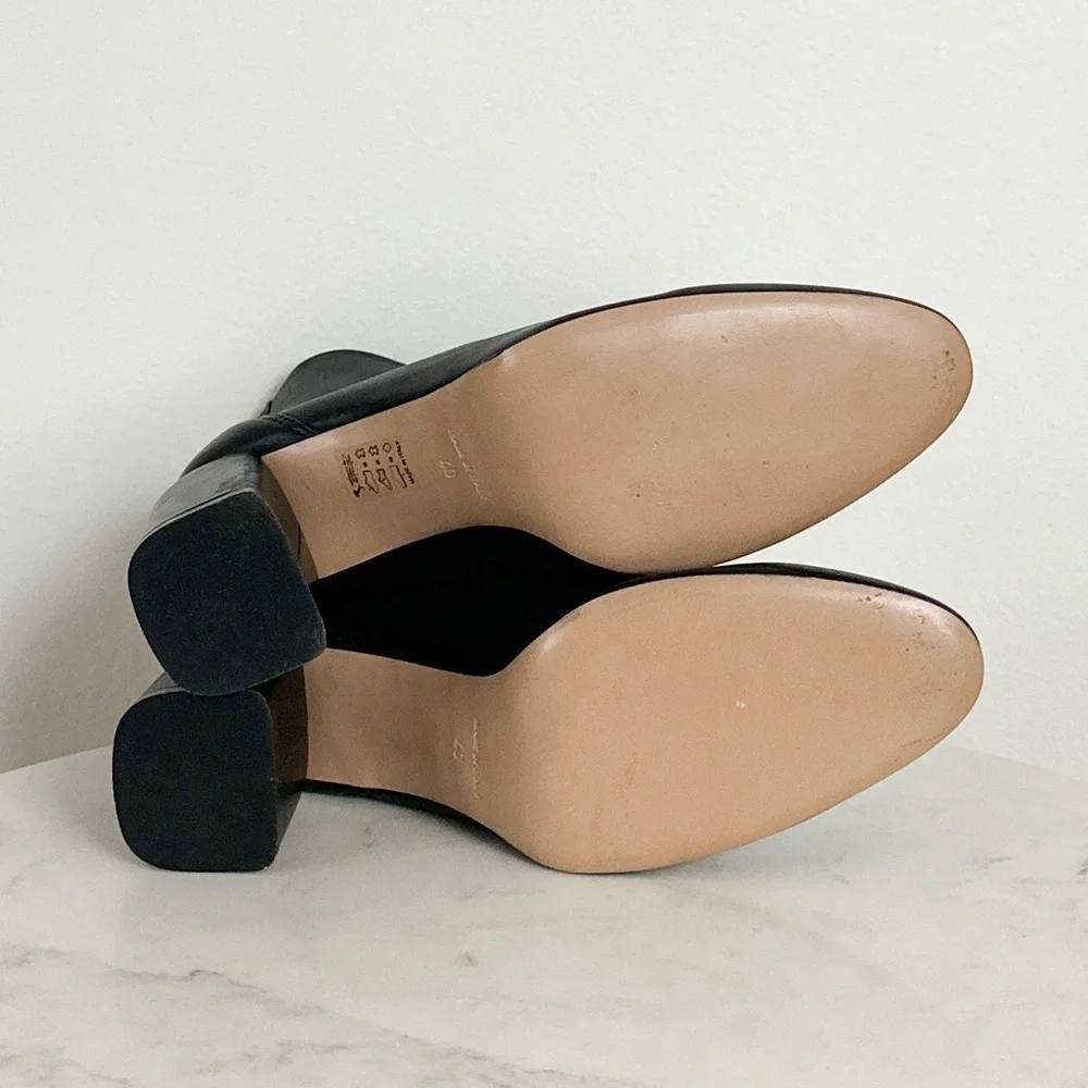 NEW Black Suede Studio Bria Heel Boot Black Leather Size